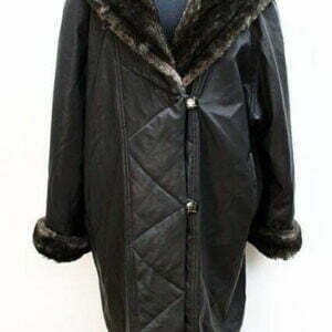 Manteau imperméable noir fourrure grise Motys taille 4
