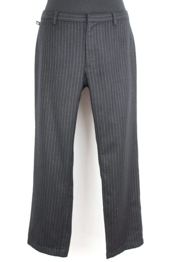 Pantalon en laine noire à fines rayures Ralph Lauren taille 40
