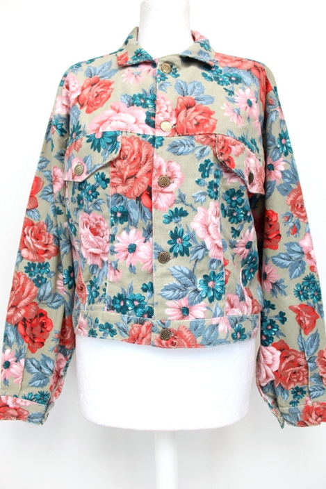Veste en velours motif floral Rita Marlow taille 1 - friperie - vêtements d'occaasion