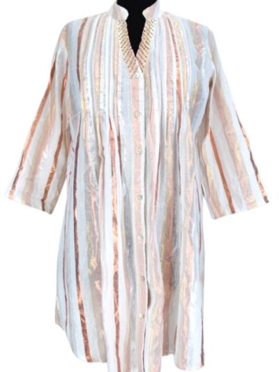 Chemise longue à rayures métallisées Laraethnics taille 38-40 - friperie femmes, vêtements d'occasion, seconde main