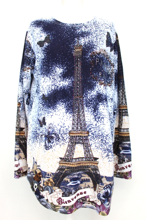 Maille long t.shirt tour Eiffel C C Collection taille 42 - friperie femmes, vêtements d'occasion, seconde main