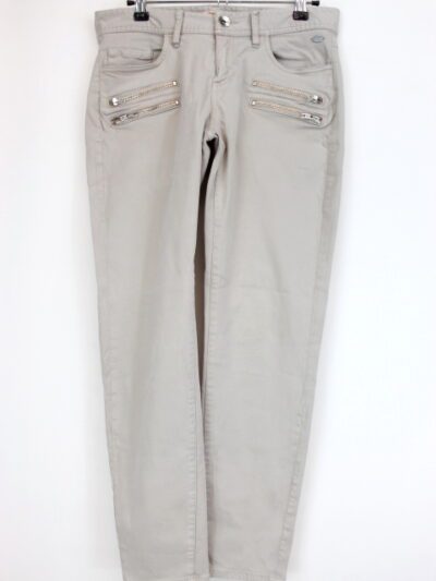 Pantalon type jeans avec fermetures éclairs décoration DDP taille 38-friperie occasion seconde main