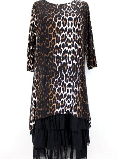 Robe voulante imprimé léopard Timi Fei taille 44 - friperie femmes, vêtements d'occasion, seconde main