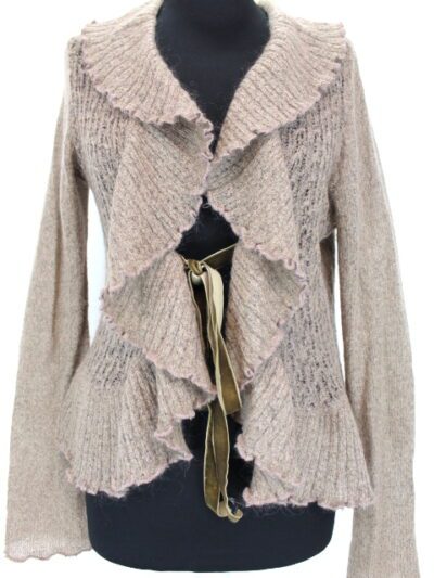 Gilet taupe noué devant Loona taille 40 - friperie - occasion - seconde main - orleans