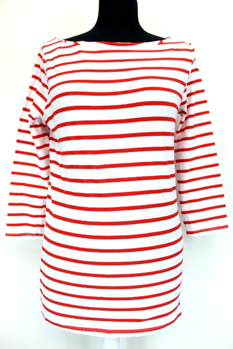 T. shirt marin rouge et blanc Camaïeu taille 36-38 - friperie femmes, vêtements d'occasion, seconde main