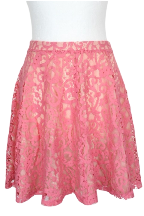 Jupe à guipure rose H&M taille 38 - friperie femmes, vêtements d'occasion, seconde main
