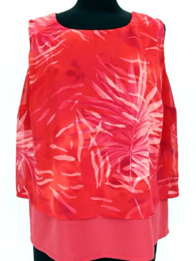 Top rouge fleuri MIKAVA Taille 42-friperie-occasion-seconde main