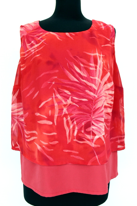 Top rouge fleuri MIKAVA Taille 42-friperie-occasion-seconde main