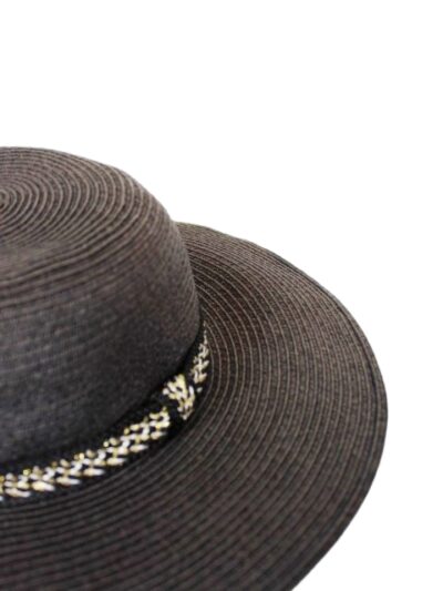 Chapeau noir en paille taille unique - friperie - exonde min - occasion