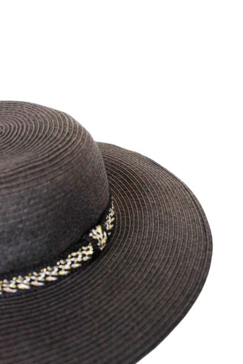 Chapeau noir en paille taille unique - friperie - exonde min - occasion