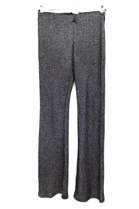 Pantalon de soirée large - Rayures argentées - Ceinture élastique - Zara - Taille M - Friperie - Seconde main
