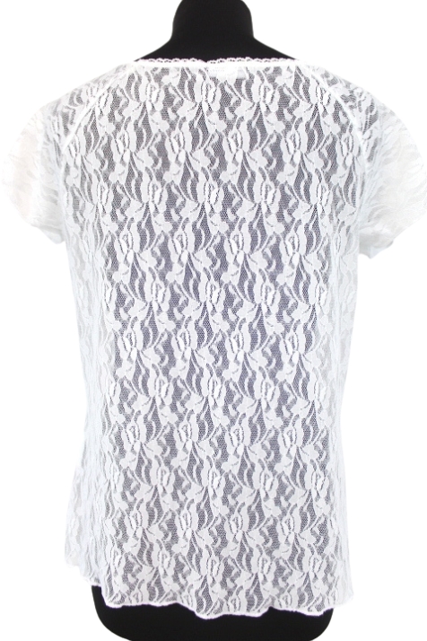 Tee-shirt élégant, transparent en dentelle - M & S - Taille L - Friperie - Seconde main