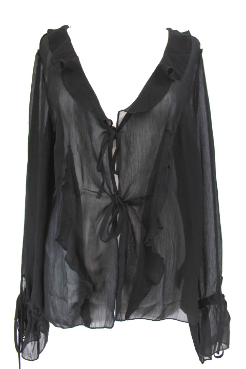 Blouse transparente avec liens à nouer H&M taille 38 - friperie femmes, vêtements d'occasion, seconde main