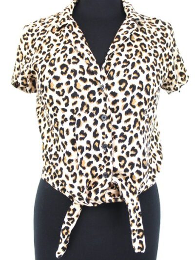 Chemisier léopard avec nœud devant H&M taille 32 - friperie femmes, vêtements d'occasion, seconde main