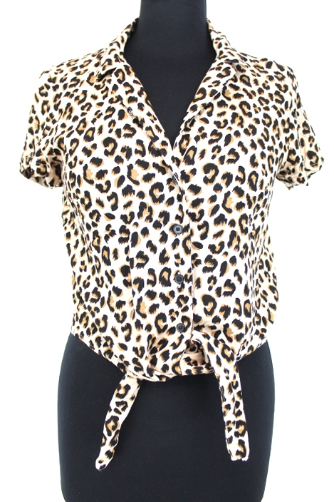 Chemisier léopard avec nœud devant H&M taille 32 - friperie femmes, vêtements d'occasion, seconde main