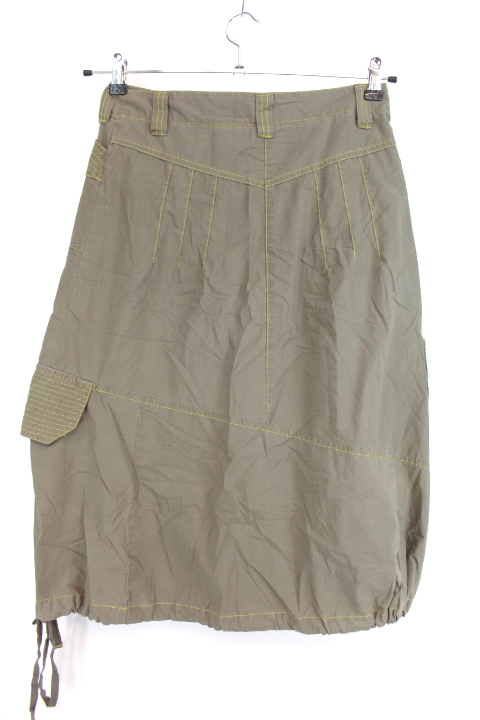 Jupe longue originale avec coutures jaune - Fermeture éclaire et 4 poches avants - Lacet resserrable en bas - JACQUELINE RIU - Taille 36 - Friperie - Seconde main