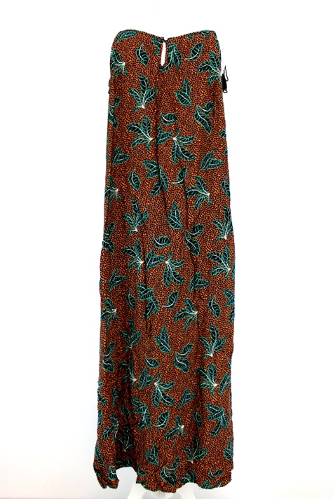 Robe longue d'été - Bretelles à lacets réglables avec pompons allongés - Fendue sur les côtés - CAMAÏEU - Taille XL - Friperie - Seconde main