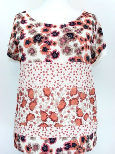 Tee-shirt à fleurs Lady Blush taille 42-44 NEUF - friperie femmes, vêtements d'occasion, seconde main