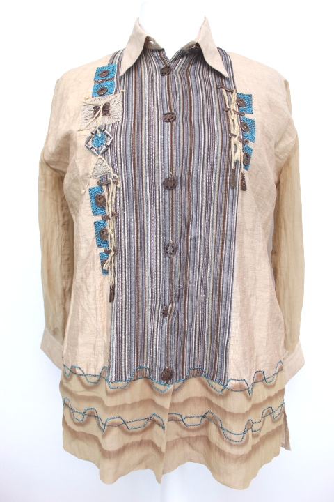 Chemise style indienne avec boutons en fer et broderie LEGATTE Taille 44/46 - Vêtement de seconde main - Friperie en ligne
