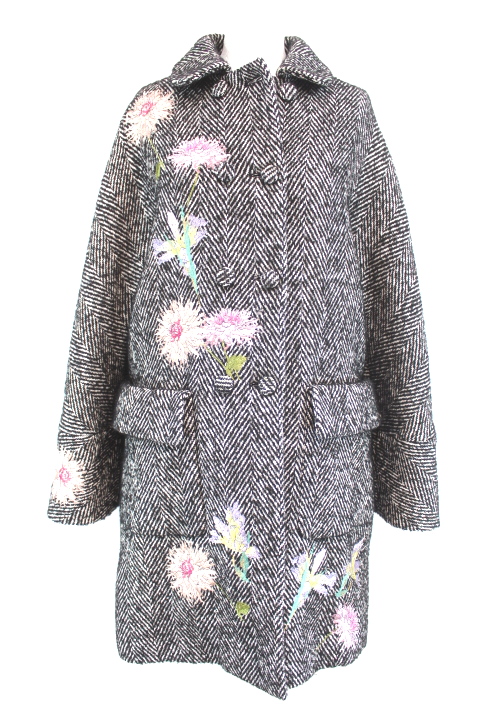 Ensemble manteau alpaga à fleurs brodées BLUMARINE Taille 42