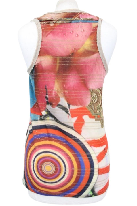 Top avec fleurs en tissu cousues DESIGUAL Taille 38/40 - Vêtement de seconde main - Friperie en ligne