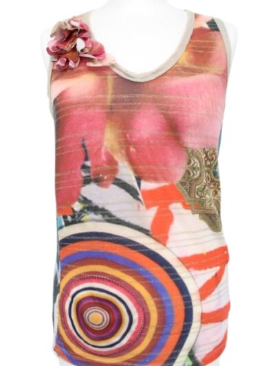 Top avec fleurs en tissu cousues DESIGUAL Taille 38/40 - Vêtement de seconde main - Friperie en ligne