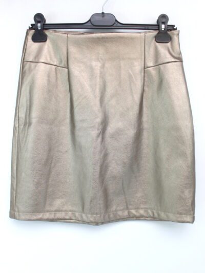 Jupe épaisse et dorée avec fermeture éclaire arrière - CACHE CACHE taille 38 - Vêtement de seconde main - Friperie en ligne