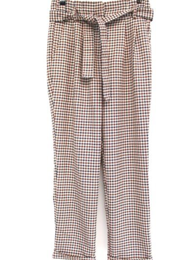 Pantalon façon pieds de poule avec ceinture élastique et poches avant - CACHE CACHE taille 38 - Vêtement de seconde main - Friperie en ligne