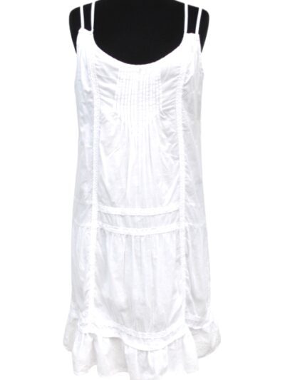 Robe 100% coton avec plis plat sous l'encolure et dentelle - PHILDAR taille 42 - Vêtement de seconde main - Friperie en ligne