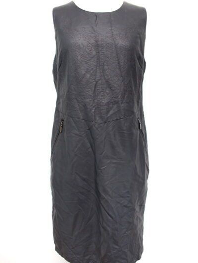 Robe effet cuir brodé avec poches - LAURA JO taille XL - Vêtement de seconde main - Friperie en ligne